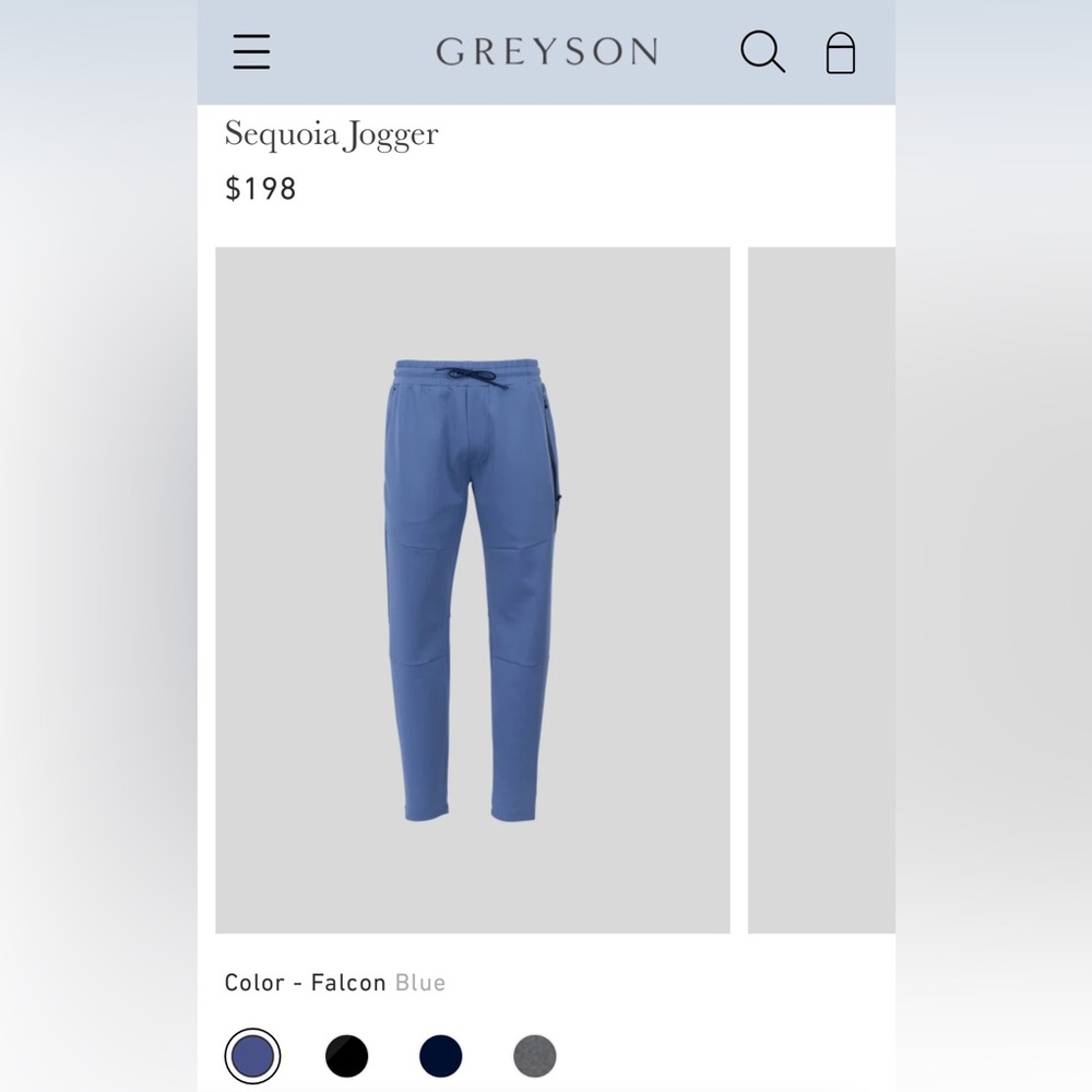 Greyson men’s sequoia jogger, falcon blue color